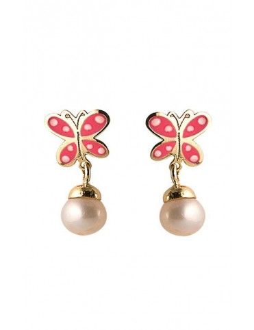 Pendientes oro 18 Kt esmalte niña 9ap711/r