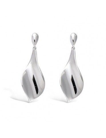 Pendientes plata hoja liso 21HP121