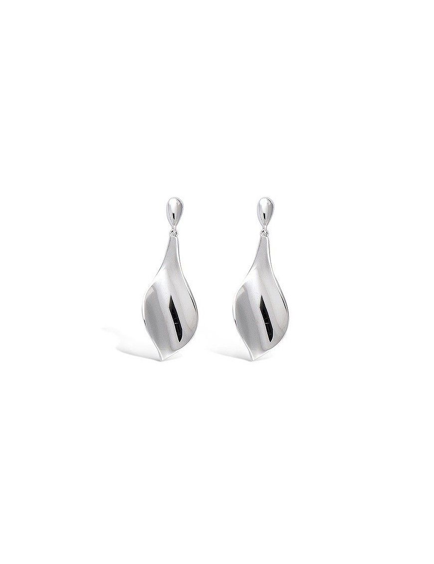 Pendientes plata hoja liso 21HP121