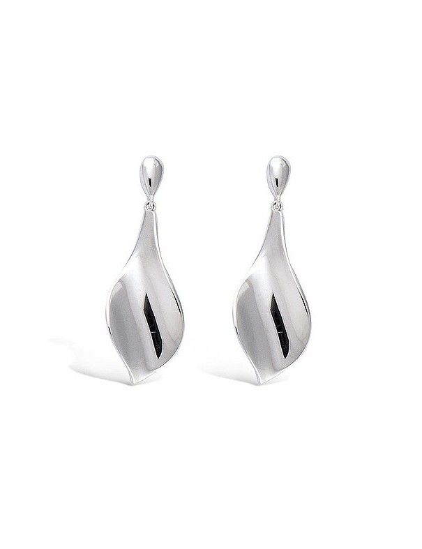 Pendientes plata hoja liso 21HP121