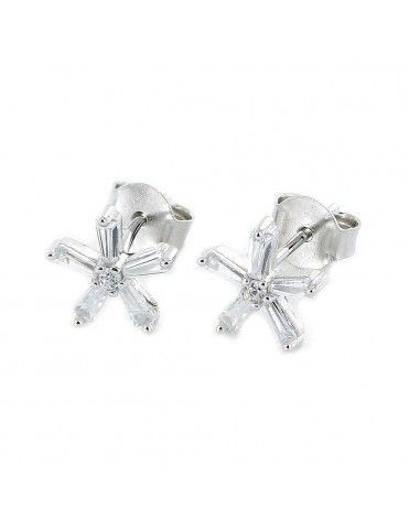 Pendientes de plata flor cinco pétalos 9106870