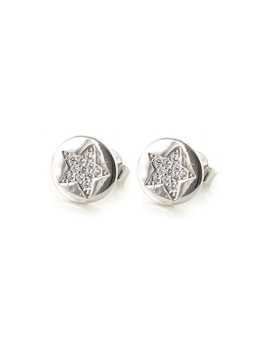 Pendientes plata redondos estrella 9108457