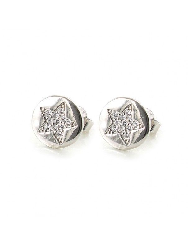 Pendientes plata redondos estrella 9108457