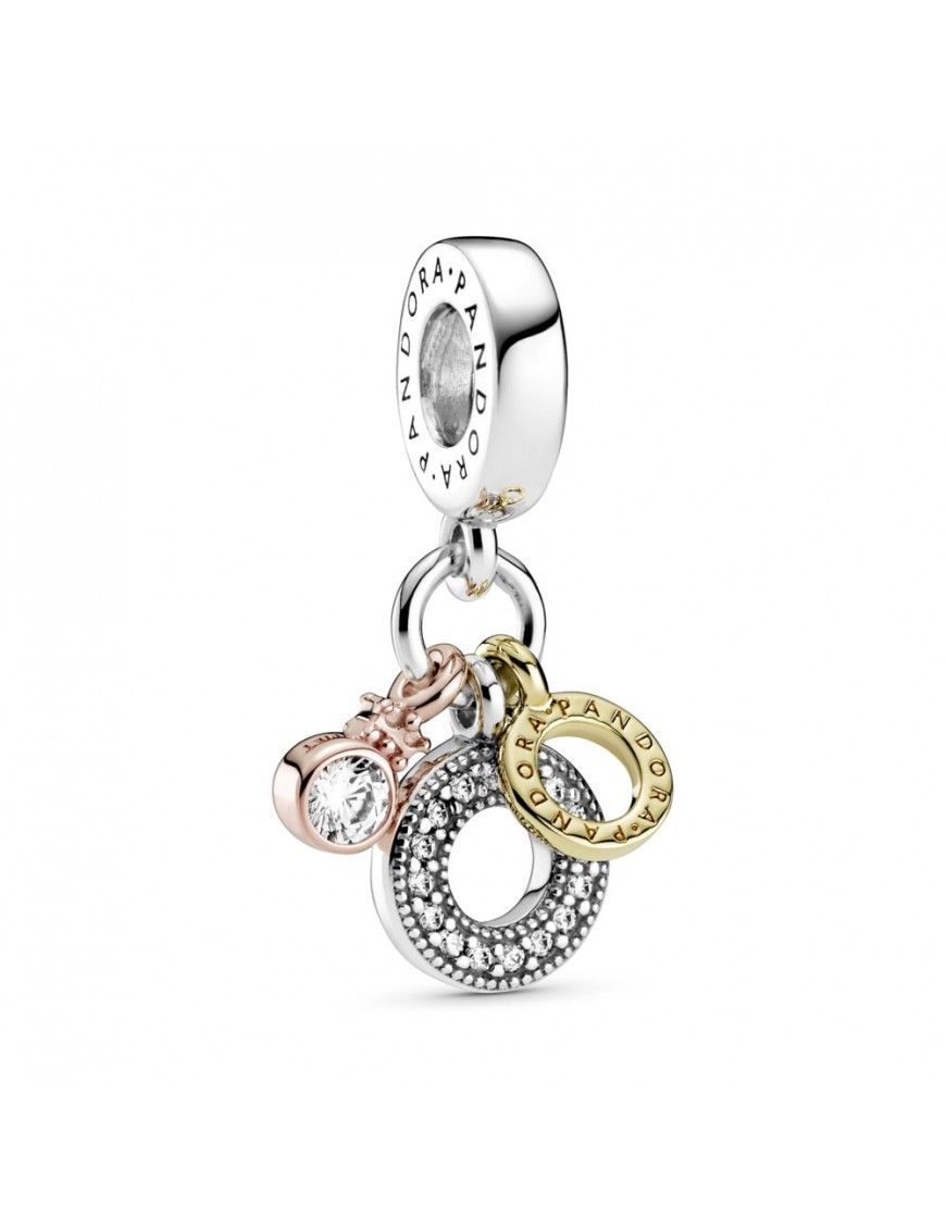 Charm Pandora colgante plata Triple Monograma y Logo 799044C01