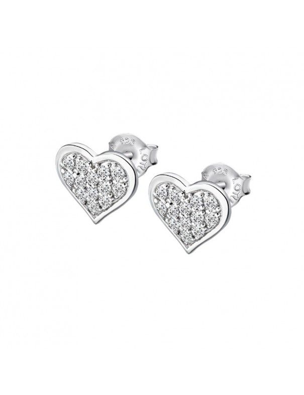 Pendientes Lotus Silver corazón en pavé LP3125-4/1