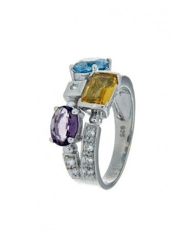 ANILLO SORTIJA PLATA PIEDRAS MUJER R2709