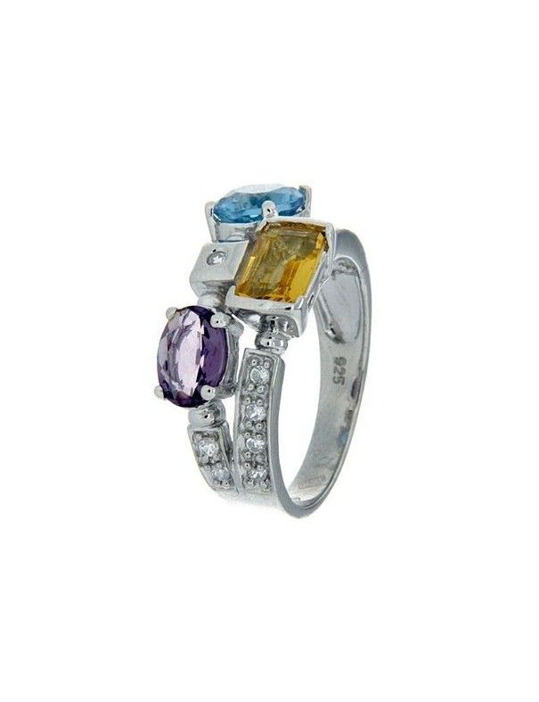 ANILLO SORTIJA PLATA PIEDRAS MUJER R2709