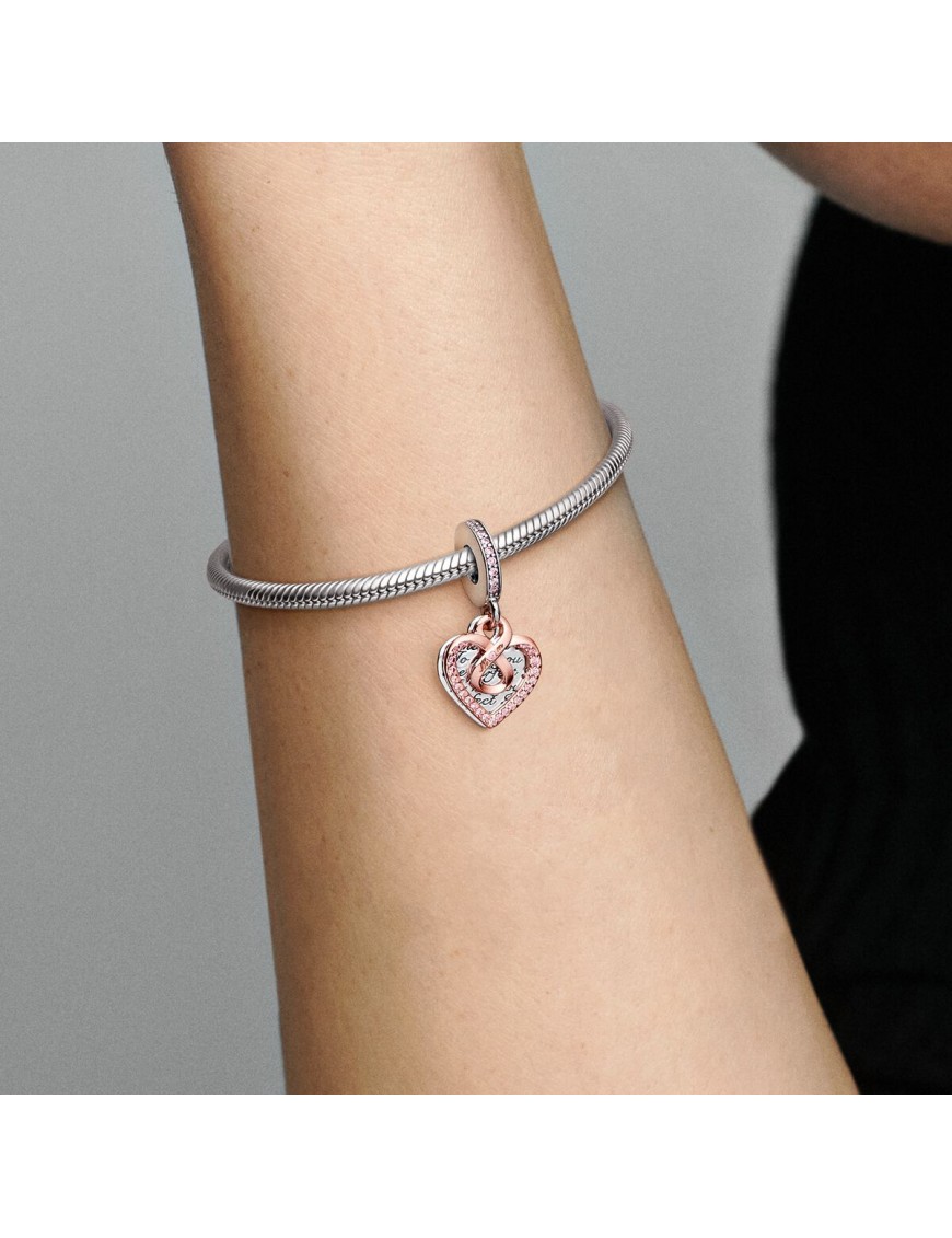 Charm colgante doble Pandora Corazón Infinito en Dos Tonos 782641C01