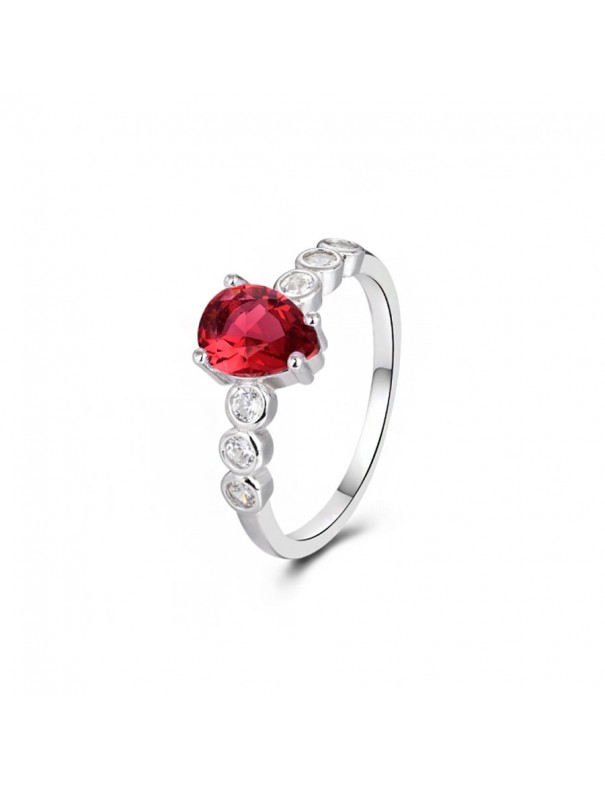 Anillo de plata Gota Rojo y circonitas 9115050