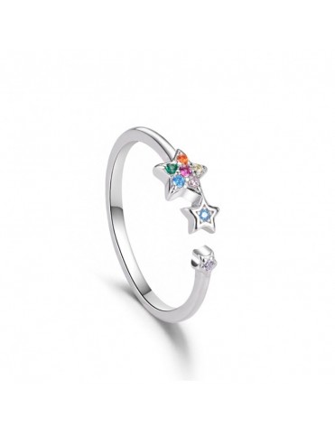 Anillo de plata Estrellas Multicolor Abierto 9115403