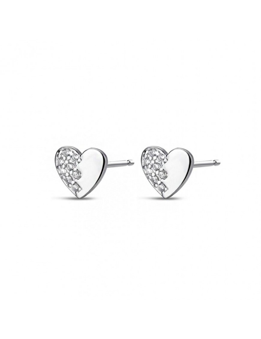 Pendientes de plata Corazón Circonitas Brillo 9115669