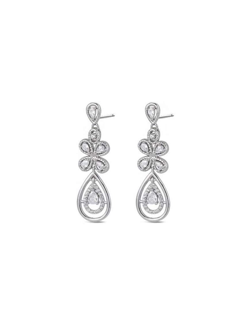 Pendientes de plata Flor y Gota para mujer 9117171