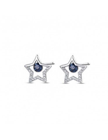 Pendientes de plata Estrella Calada Azul 9117473