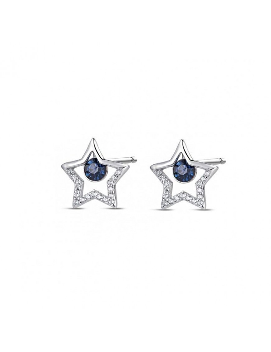 Pendientes de plata Estrella Calada Azul 9117473