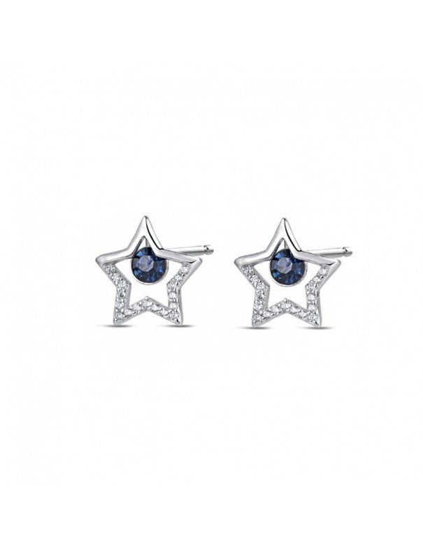 Pendientes de plata Estrella Calada Azul 9117473