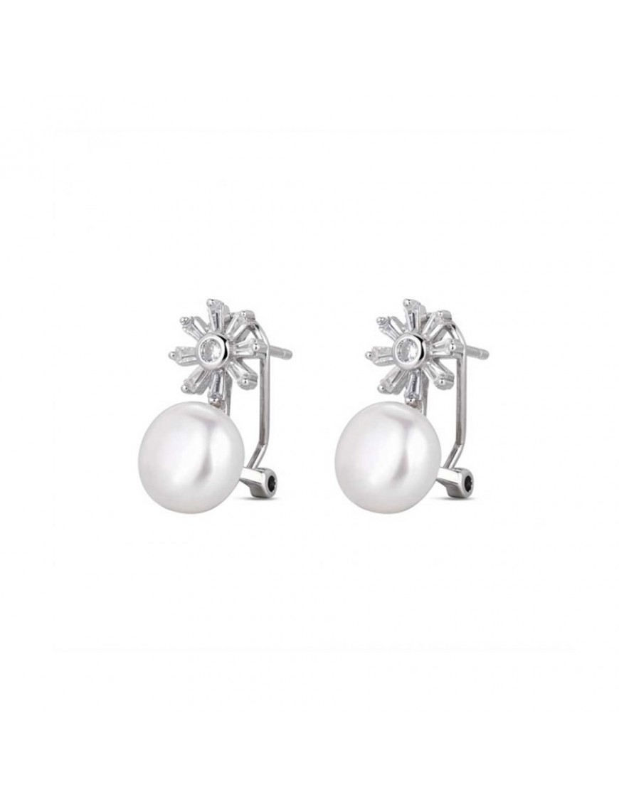 Pendientes de plata Flor Perla para mujer 9120209