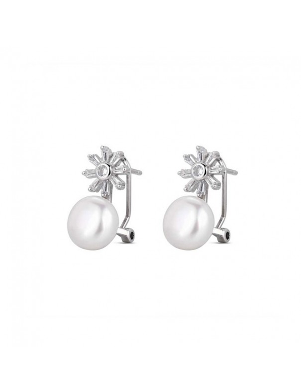 Pendientes de plata Flor Perla para mujer 9120209