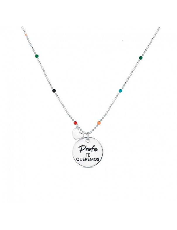 Collar de plata Profe Te Queremos para mujer 9120723