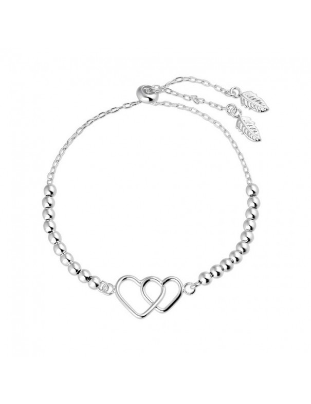 Pulsera de plata Doble Corazón Bolitas 9120239