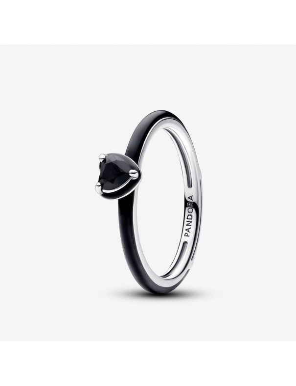 Anillo Pandora talla 10 ME Corazón Chakra Negro 193088C01-50