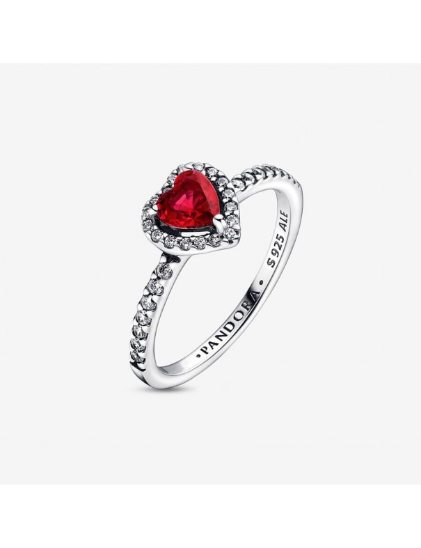 Anillo Pandora talla 10 Corazón Nivelado Rojo Brillante 198421C02-50