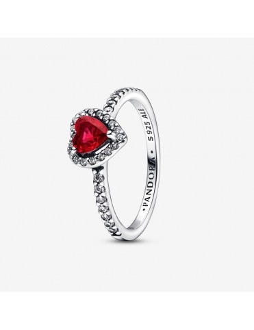 Anillo Pandora talla 10 Corazón Nivelado Rojo Brillante 198421C02-50