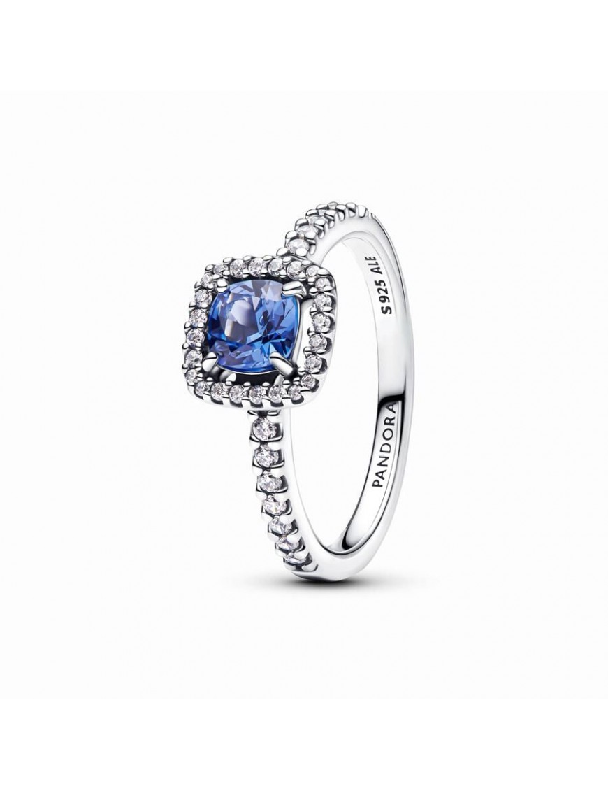 Anillo Pandora Halo Azul Cuadrado Brillante 193555C01