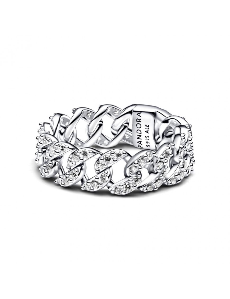 Anillo Pandora Cadena Cubana en Pavé 193557C0