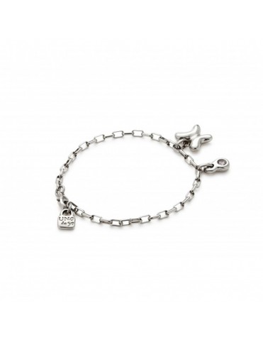 Pulsera Ser Único Eslabones y Dos Colgantes Baño de Plata PUL2570MORMTL0M