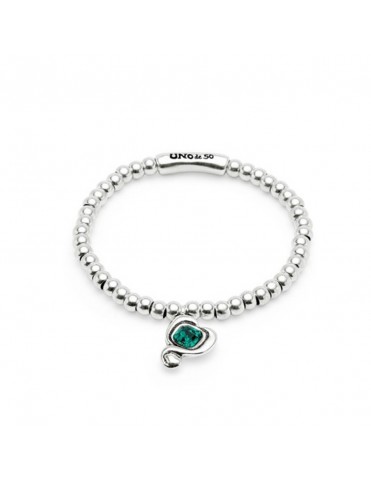 Pulsera Ser Expresiva Baño Plata y Cristal Verde PUL2514VRDMTL0M